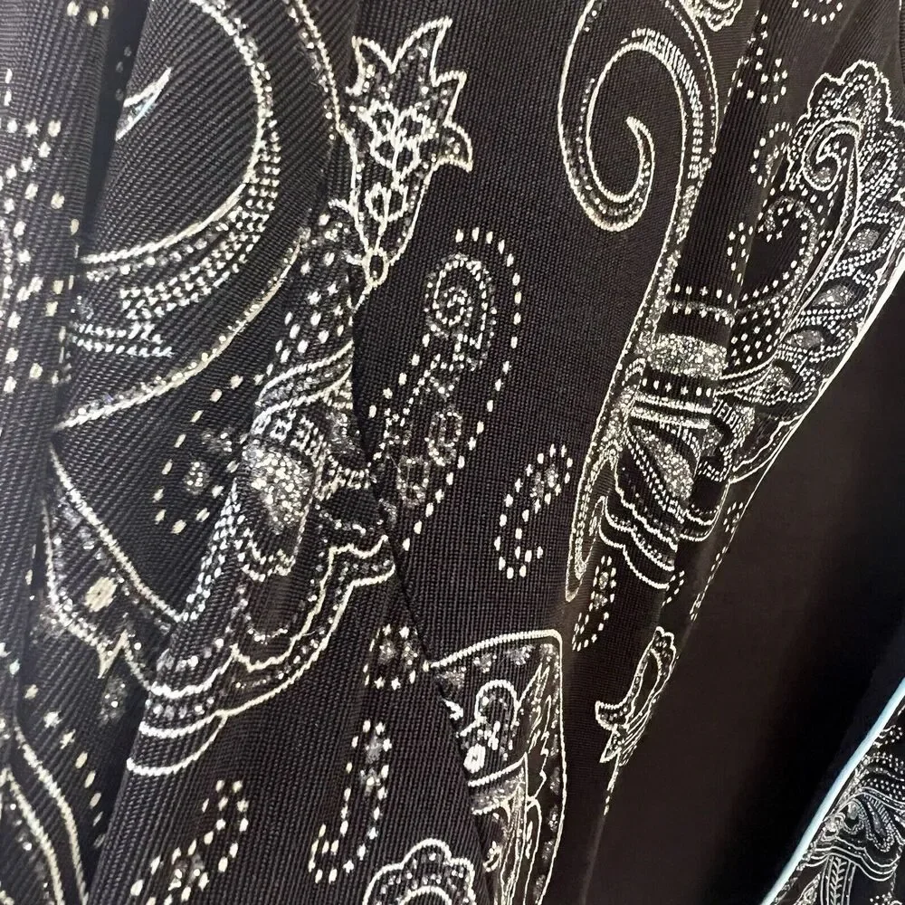 ALEX EVENINGS Women's Sparkly/Metallic Black and Light Blue Jacket USA made L - Picture 8 of 10